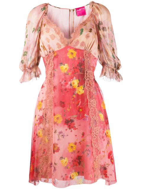 Blumarine Floral Print Dress In Pink | ModeSens