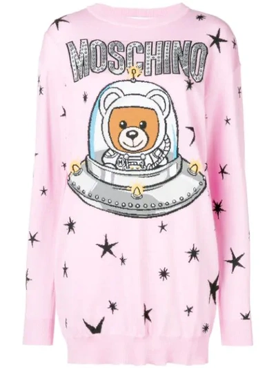 Shop Moschino Logo Fronted Dress - Pink