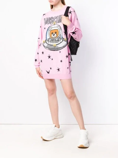 Shop Moschino Logo Fronted Dress - Pink