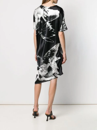 Shop Ann Demeulemeester Printed Satin Dress - Black