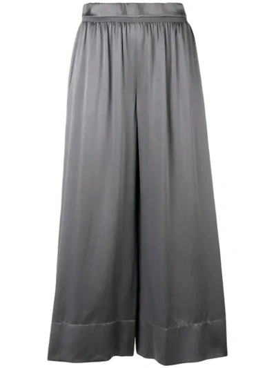 Shop Theory Cropped Palazzo Trousers In Grey