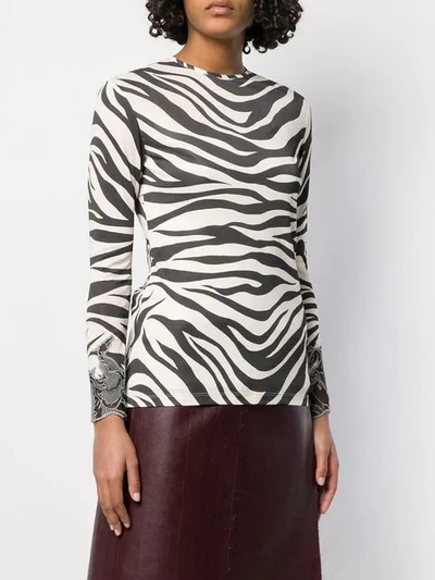 Shop Chloé Zebra Print Long-sleeve Top In Neutrals