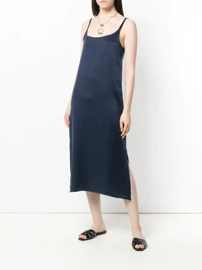 ASCENO SATIN SLIP DRESS - 蓝色