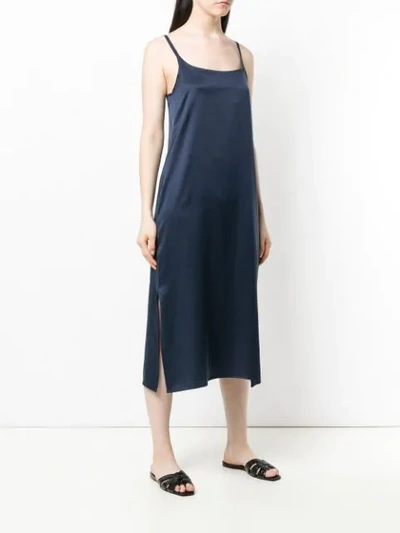 ASCENO SATIN SLIP DRESS - 蓝色