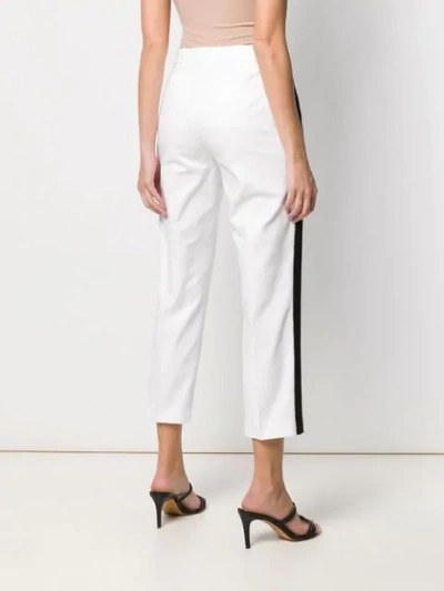 Shop Michael Michael Kors Side Stripe Cropped Trousers In White