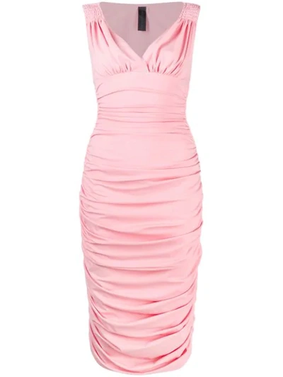 Shop Norma Kamali Tara Draped Dress In Pink