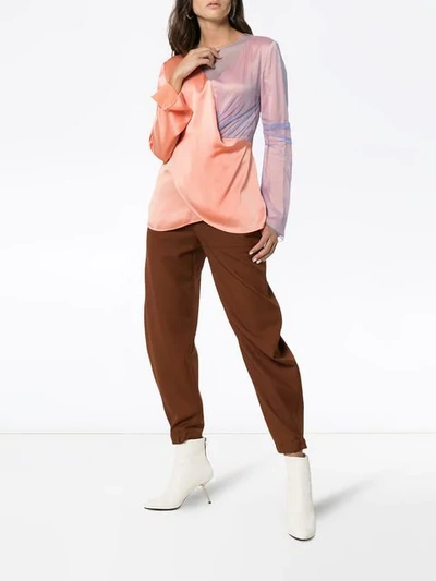 Sies Marjan Bari Draped Satin And Tulle Blouse In Pink