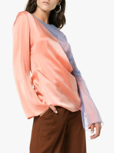Sies Marjan Bari Draped Satin And Tulle Blouse In Pink