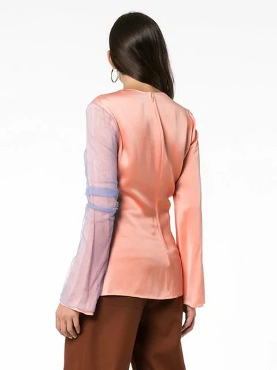 Sies Marjan Bari Draped Satin And Tulle Blouse In Pink