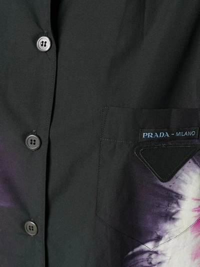 Shop Prada Oversized Tie-dye Shirt In Black