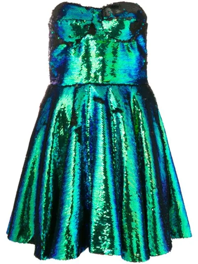 Shop Amen Sequinned Bustier Dress - Green