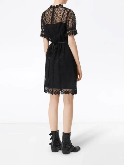 BURBERRY FLORAL EMBROIDERED TULLE DRESS - 黑色