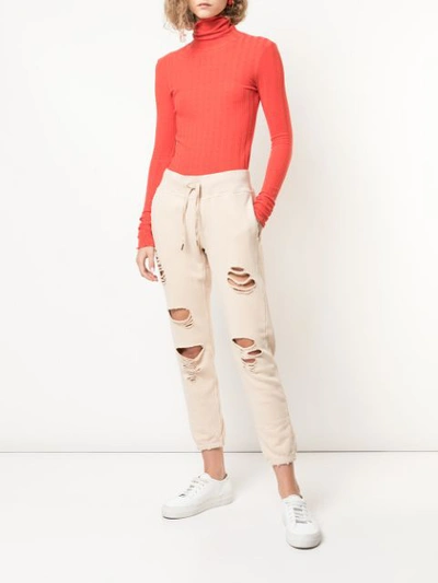 Shop Nsf Sayde Distressed Track Trousers In Neutrals