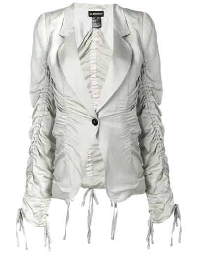 Shop Ann Demeulemeester Ruched Design Blazer In Neutrals