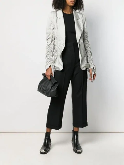 Shop Ann Demeulemeester Ruched Design Blazer In Neutrals