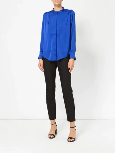 Shop Maison Rabih Kayrouz Crepe Collarless Blouse In Blue