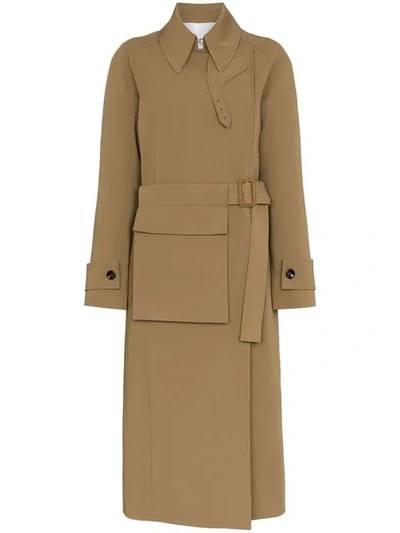 Shop Joseph Stafford Belted Cotton Trench Coat In Brown