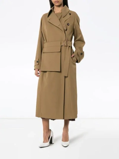 Shop Joseph Stafford Belted Cotton Trench Coat In Brown
