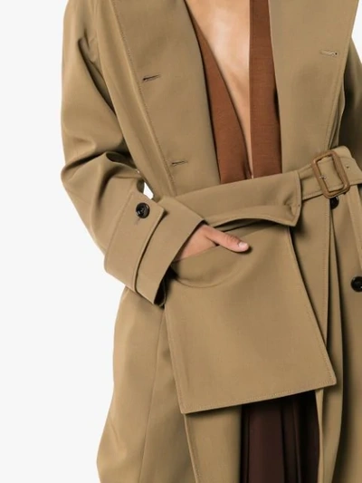 Shop Joseph Stafford Belted Cotton Trench Coat In Brown