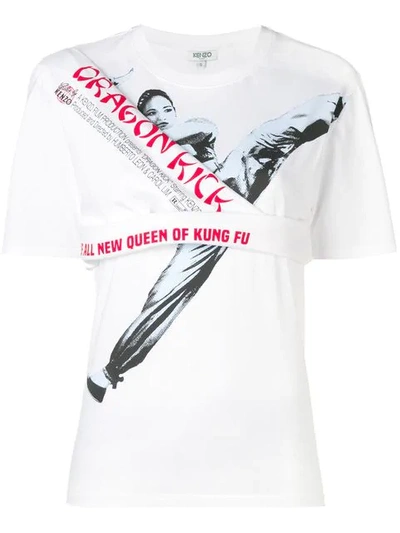 Shop Kenzo Dragon Kick T-shirt In White