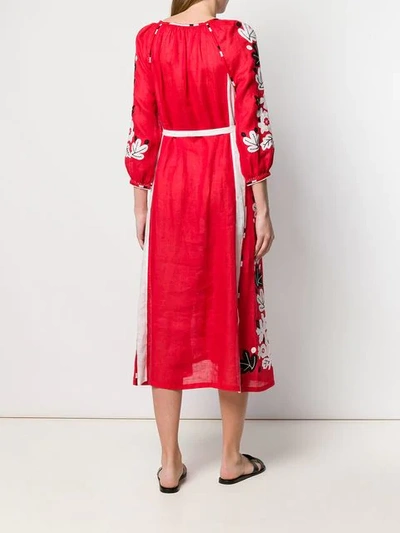 Shop Vita Kin Embroidered Leafs Dress In Red