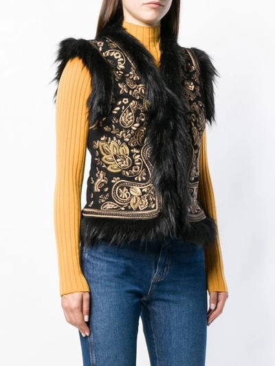 Shop Michael Michael Kors Fur Trim Vest In Black