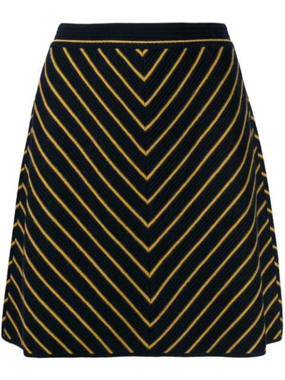 Shop Missoni Striped Knit Skirt In Blue