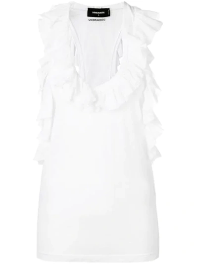 Shop Dsquared2 Ruffled Vest Top In White