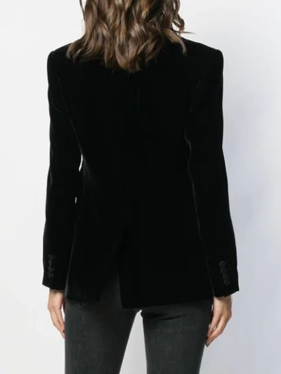 Shop Saint Laurent Velvet Tailored Blazer In Black