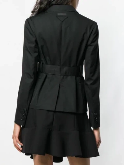 Shop Prada Belted Fitted Blazer In Black