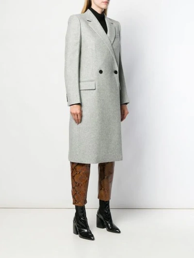 Shop Givenchy Double Breasted Coat In Grey