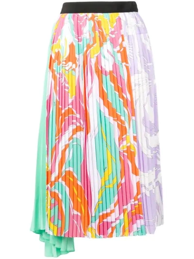 Shop Emilio Pucci Rivera Print Pleated Mid-length Skirt - Pink