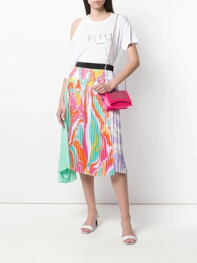 Shop Emilio Pucci Rivera Print Pleated Mid-length Skirt - Pink