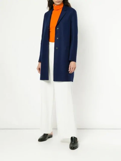 Shop Harris Wharf London Pressed Wool Cocoon Coat - Blue