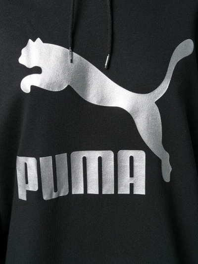 Shop Puma Logo Printed Hoodie In Black