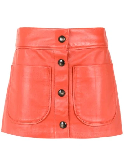 Shop Andrea Bogosian Buttoned Leather Skirt - Yellow