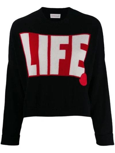 Shop Moncler Life Intarsia Jumper In Black