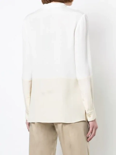 Shop Derek Lam Long Sleeve Bicolor Blouse With Neck Ties In White