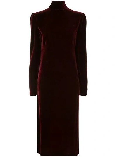 Shop Giuliva Heritage Collection Velvet Midi Dress In Red