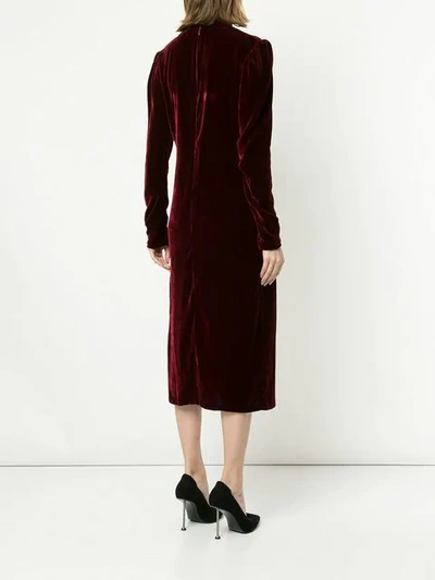Shop Giuliva Heritage Collection Velvet Midi Dress In Red