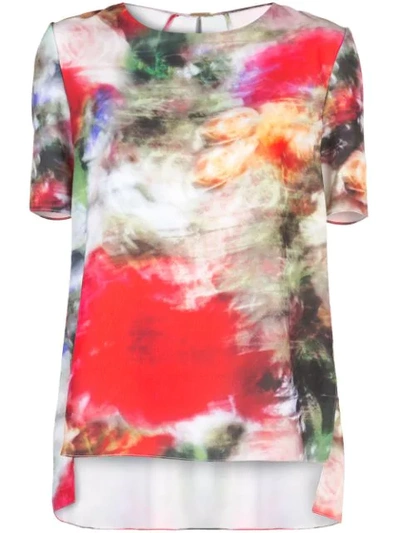 Shop Adam Lippes Multicoloured Short Sleeve Top