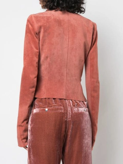 Shop Rick Owens Low Neck Biker Jacket In Red