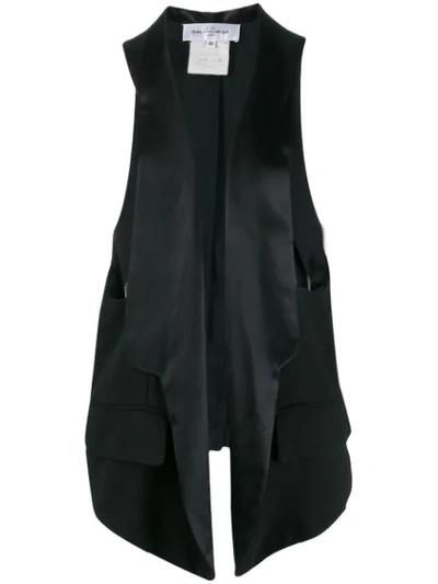 Shop Balenciaga 2000's Plunging Open Vest - Black