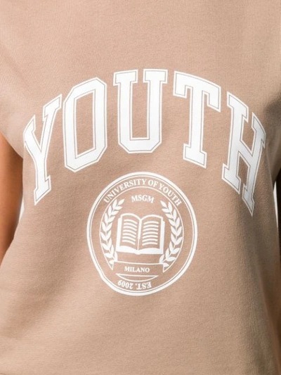 Shop Msgm Printed 'youth' T-shirt In Neutrals