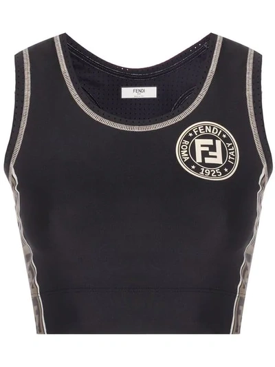 Shop Fendi Cropped Tech Fabric Sport Top In Black