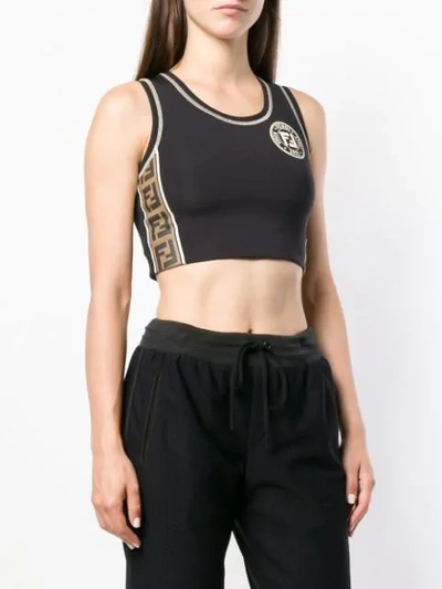 Shop Fendi Cropped Tech Fabric Sport Top In Black