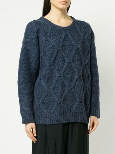 Shop Karen Walker Oversized Cable Knit Sweater In Blue