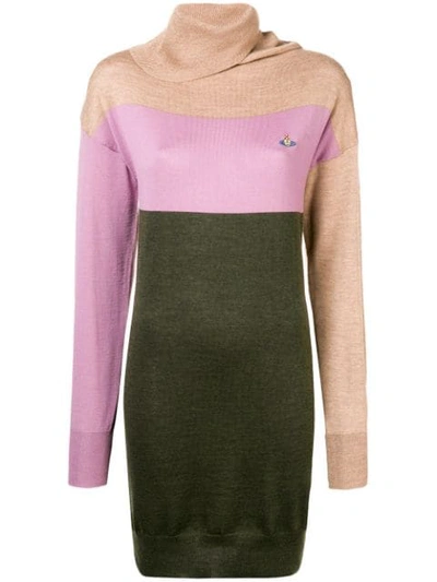 Shop Vivienne Westwood Panelled Roll Neck Sweater Dress - Neutrals