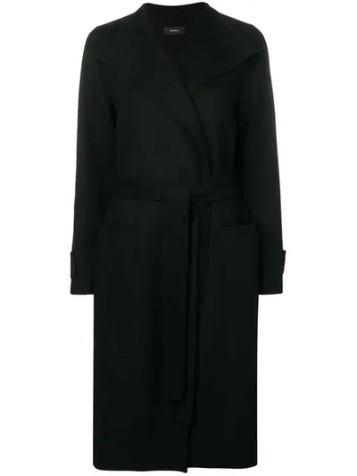 Shop Joseph Belted Robe Coat In Black