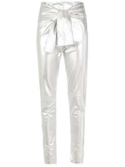 Shop Andrea Bogosian Metallic Leather Pants
